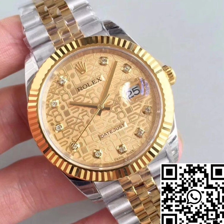 126333-0003 Textured Datejust EW Gold Dial 41MM Diamond-studded Factory Rolex 0824